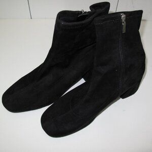 Black Suede Ankle Boots – Side Zip – Size 10